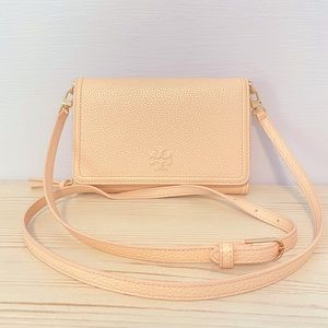 Tory Burch Thea Flat Wallet Cross-Body Light Pink